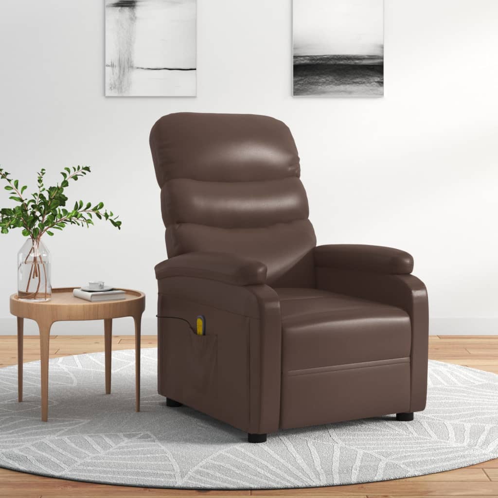 Fauteuil Massage en Cuir - Marron