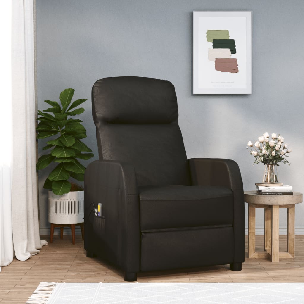 Fauteuil Massant Chauffant - Cuir Noir