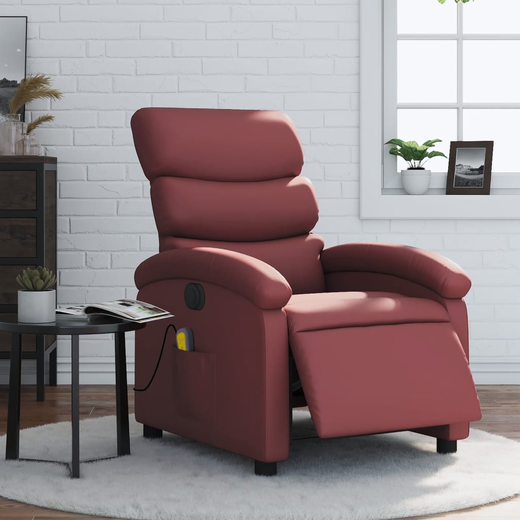 Fauteuil Relaxant - Cuir avec Repose-Pieds - Rouge