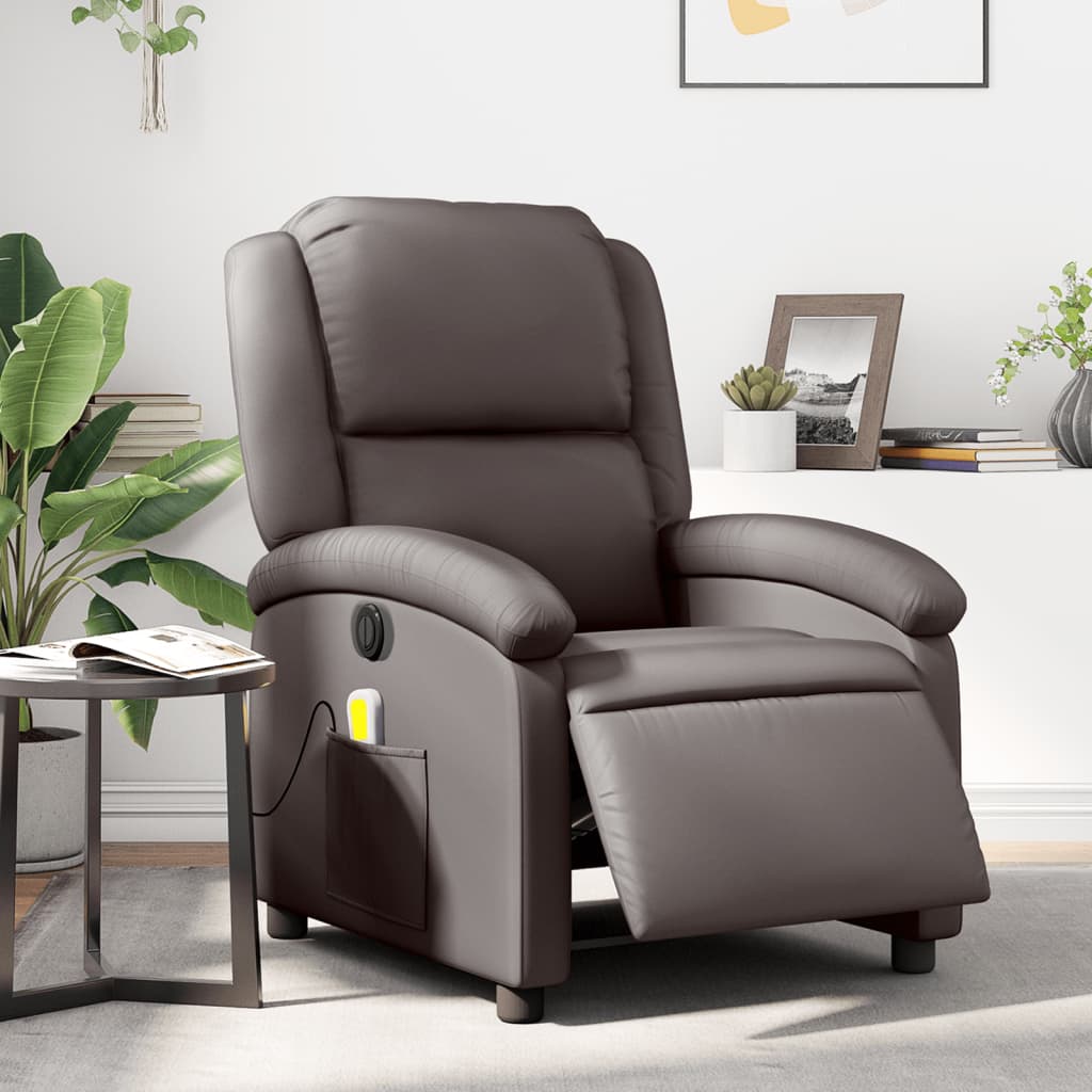 Fauteuil Relaxant - Marron en Cuir Véritable