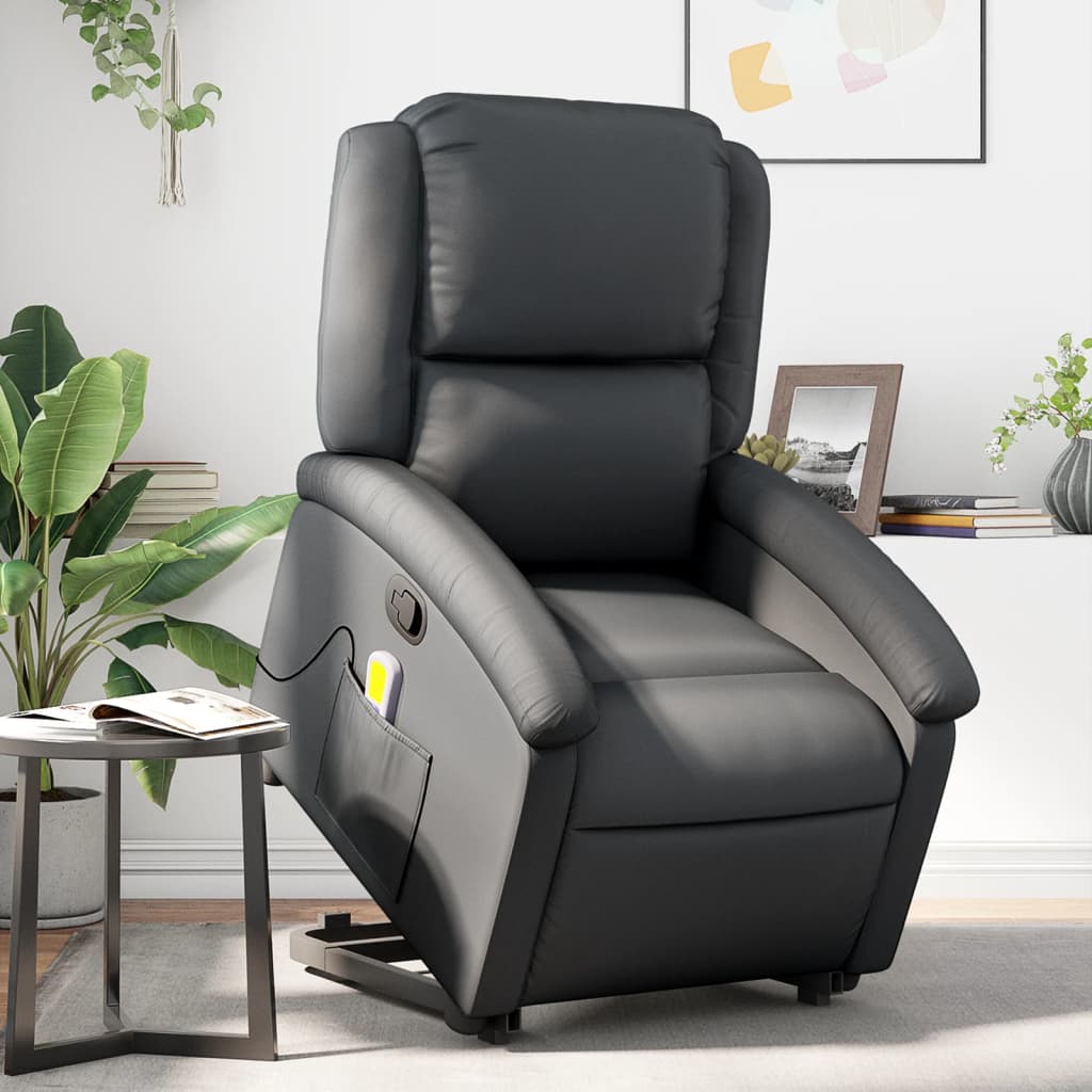 Fauteuil Relaxant en Cuir Véritable Noir