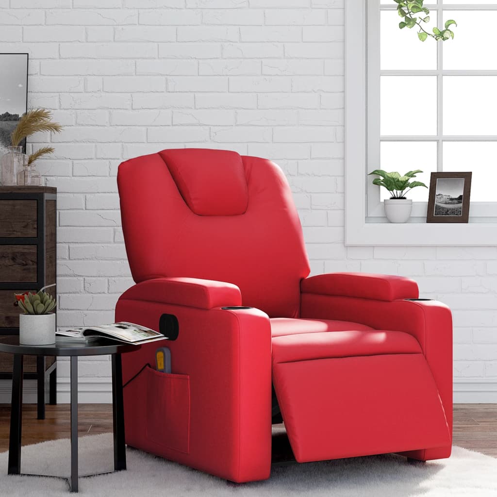 Fauteuil Relaxant Électrique Releveur - Cuir Rouge