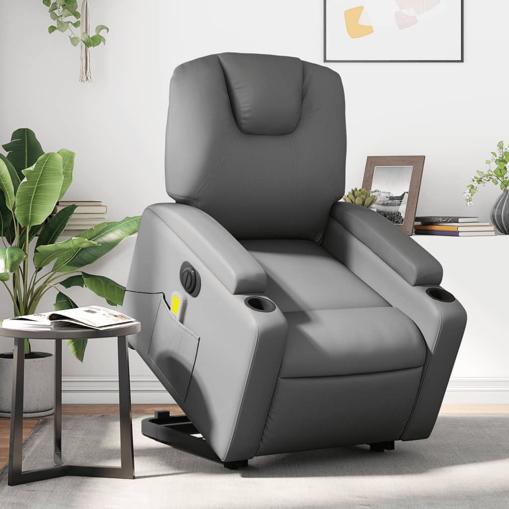 Fauteuil Relaxant en Cuir - Gris