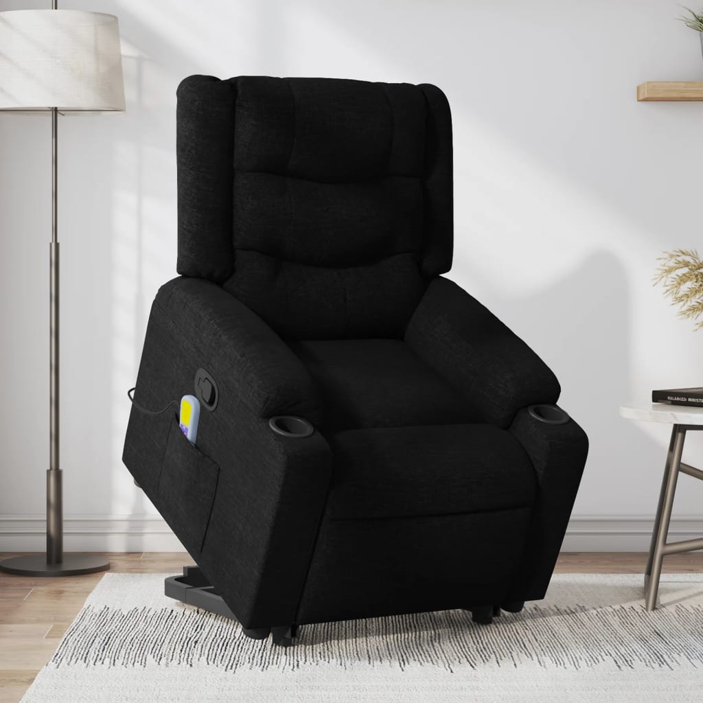 Fauteuil Relaxant en Tissu Polyester Noir