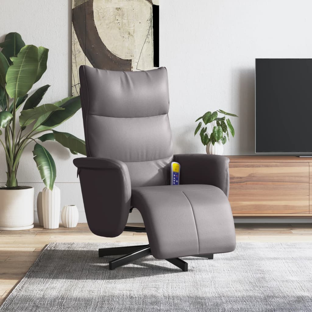 Fauteuil Relaxant - Cuir et Métal - Gris