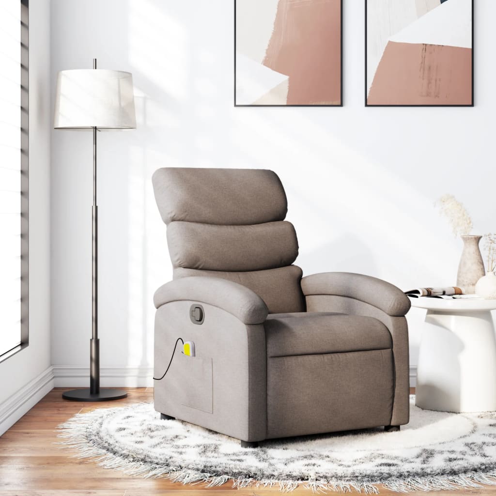 Fauteuil Relaxant Manuel en Tissu - Taupe