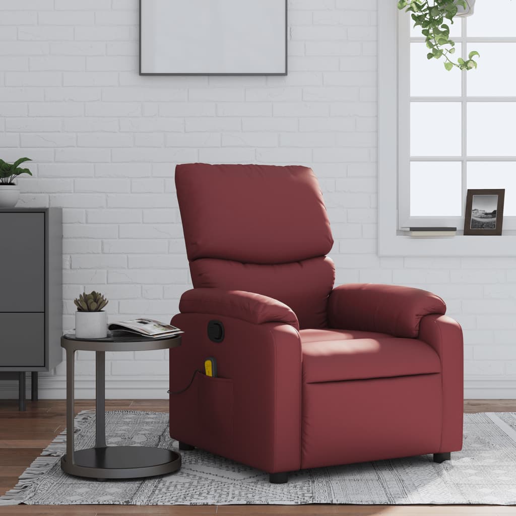 Fauteuil Relaxant Manuel en Cuir Rouge