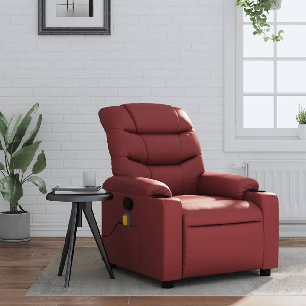 Fauteuil Relaxant - Cuir Rouge Sobre